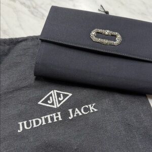 Judith Jack Vintage Art Deco Black Textured Fabric Evening Bag Clutch Crossbody